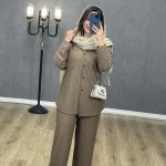ست مانتو و شلوار بیسکویتی کد 2033