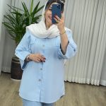 مانتو شومیزی آستین پاکتی لینن کد 2155