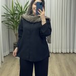 مانتو شومیزی حریر میله ای کد 2317