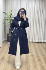بارانی بلند آستر دار 6 دکمه کد 2374 - تصویر 6