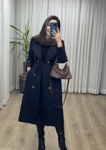 بارانی بلند آستر دار 6 دکمه کد 2374 - تصویر 5