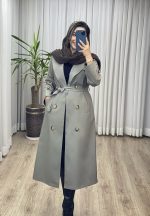 بارانی بلند آستر دار 6 دکمه کد 2374 - تصویر 4