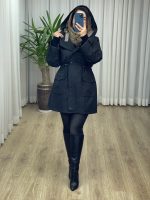 بارانی آستر دار کلاه چهارخونه کد 2375 - تصویر 2